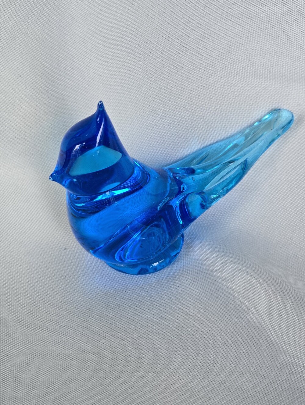 Vintage 1989 Ron Ray Signed Bluebird of Happiness Cobalt Blue Art Glass Bird